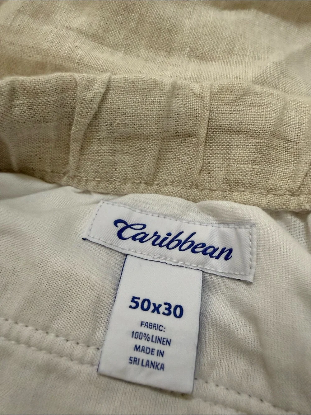 Caribbean Roundtree  Big Man Mens Linen Drawstring Elastic Waist Pants 50X30 NWT